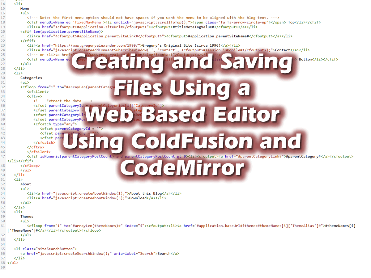 Using CodeMirror 5 and ColdFusion's FileOpen and FileWrite Functions to Implement CMS Functionality