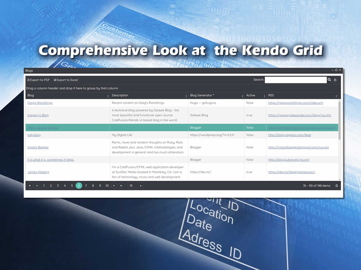 pdf export kendo grid